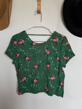 & Other Stories Green Short Sleeve Floral Tee